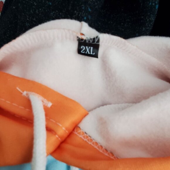 Gulf Porsche 2XL Pull Over Hoodie Sweatshirt Kangaroo Pouch Light Blue & Orange - Picture 4 of 11